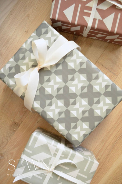 Wrapping Paper| Bedroom Quilt Pattern | Sage Green