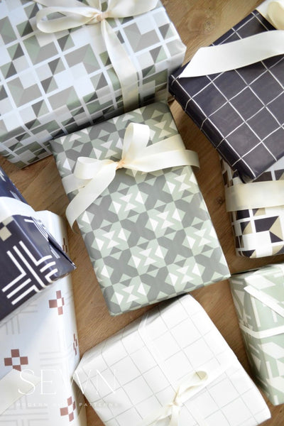 Wrapping Paper| Bedroom Quilt Pattern | Sage Green