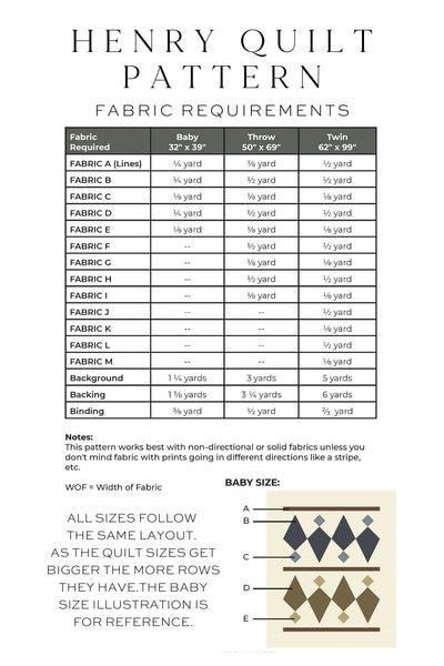 Henry Quilt DIGITAL PDF Pattern