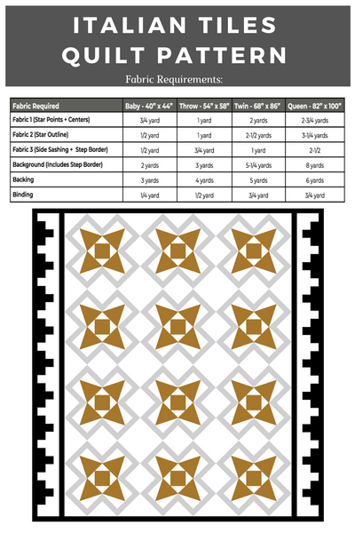 Italian Tiles Quilt DIGITAL PDF Pattern