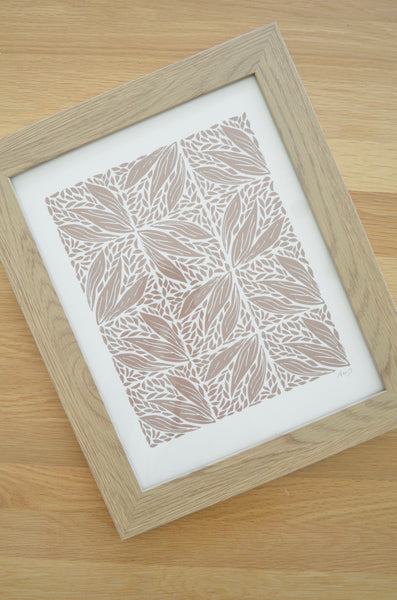 Leaf Tiles, Taupe (unframed)