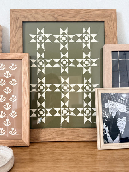 Quilt Blocks, Olive (unframed)