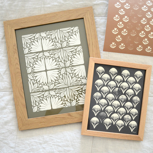 Rainy Day Daisies, Navy (unframed)