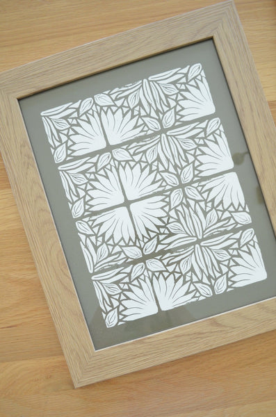 Flower Tiles, Olive (unframed)