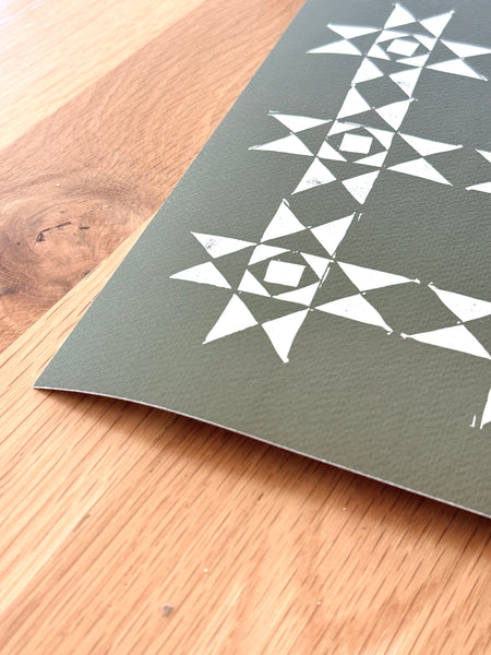 Flower Tiles, Olive (unframed)