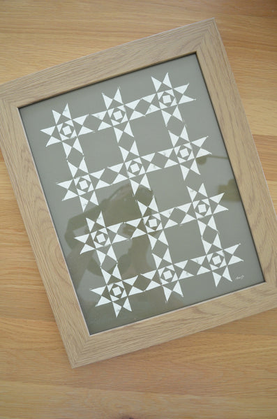 Quilt Blocks, Olive (unframed)
