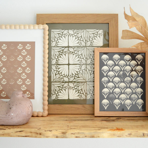Flower Tiles, Olive (unframed)