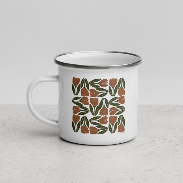 Enamel Mug | Tulip Tile Print Terracotta