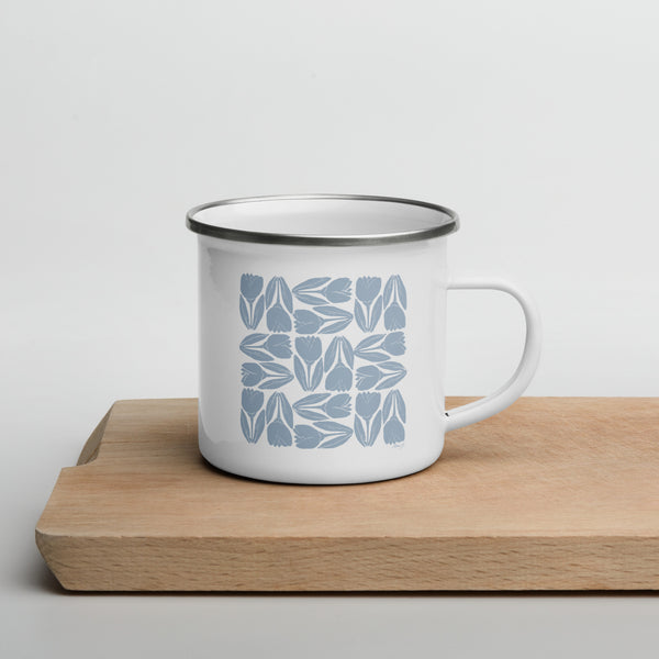 Enamel Mug | Tulip Tile Print in Blue