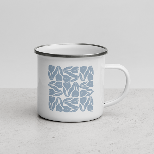 Enamel Mug | Tulip Tile Print in Blue