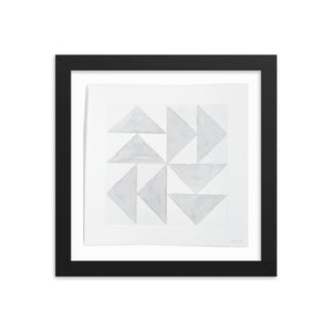Framed Watercolor Flying Geese Quilt Block | Wall Art