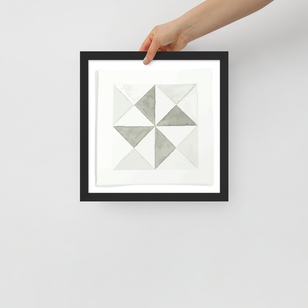 Framed Watercolor Pinwheel Quilt Block | Wall Art