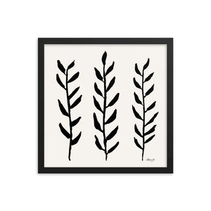 Framed Watercolor Branches Black & White | Wall Art