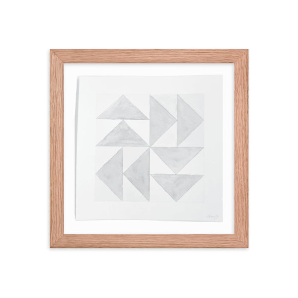 Framed Watercolor Flying Geese Quilt Block | Wall Art