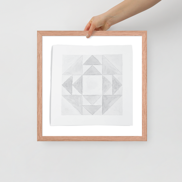 Framed Watercolor Quilt Block | Wall Art
