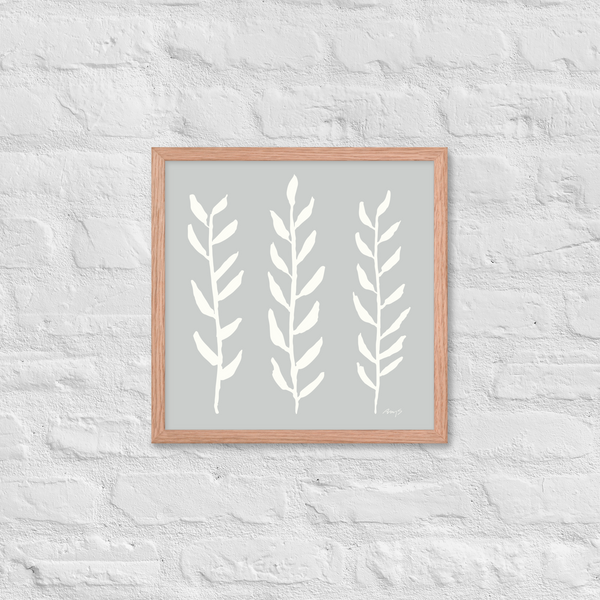 Framed Watercolor Branches Grey & White | Wall Art