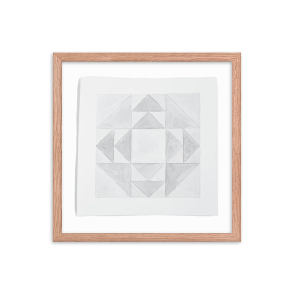 Framed Watercolor Quilt Block | Wall Art