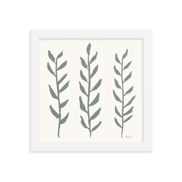 Framed Watercolor Branches Teal & White | Wall Art
