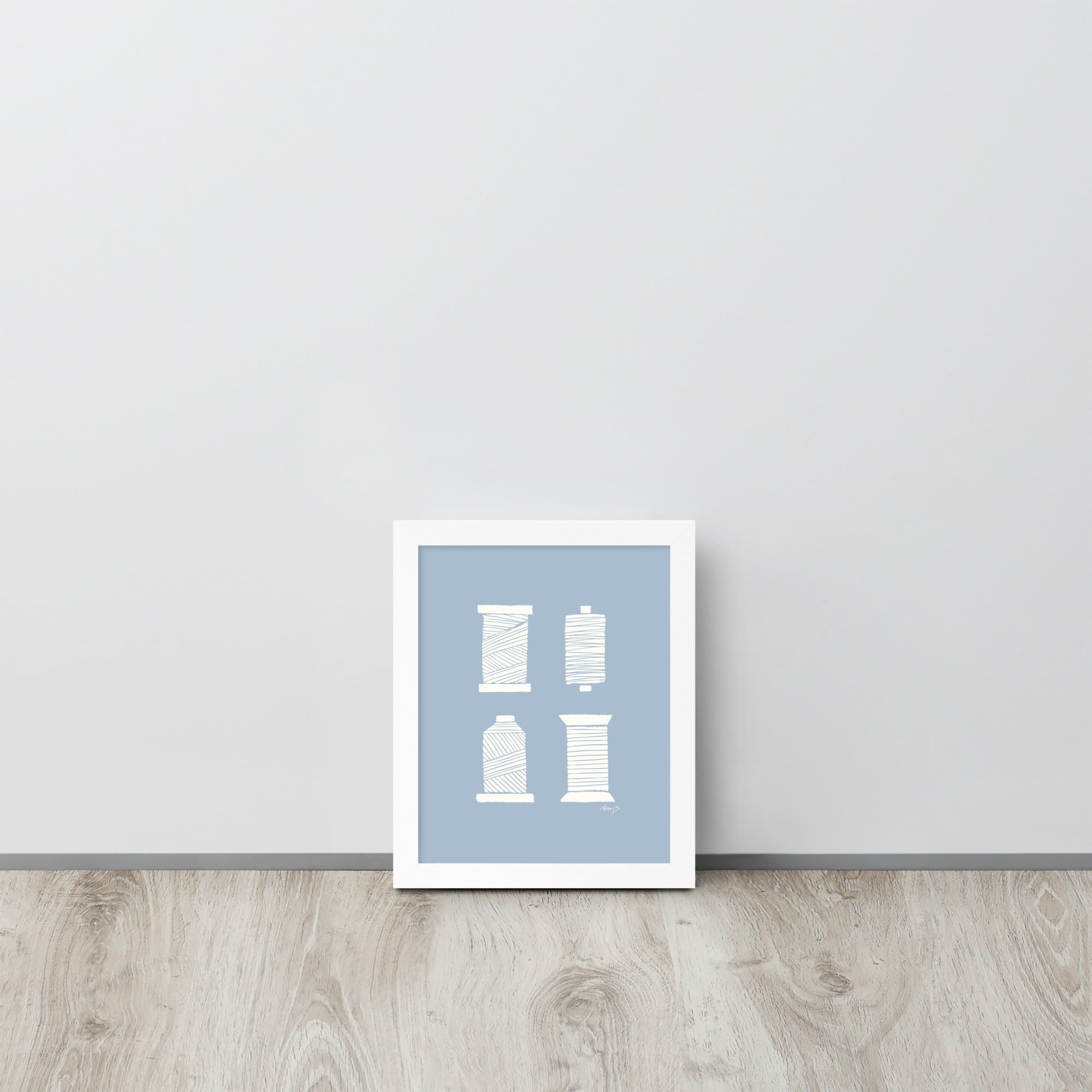 Framed Spools in Blue & White | Wall Art