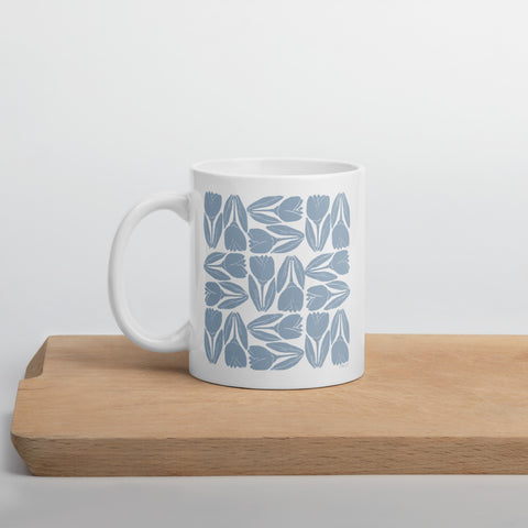 Ceramic Coffee Cup | Tulip Tile Print in Blue