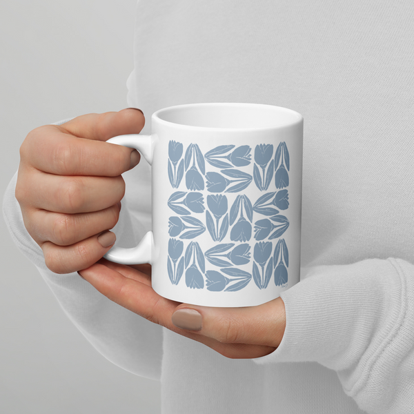 Ceramic Coffee Cup | Tulip Tile Print in Blue