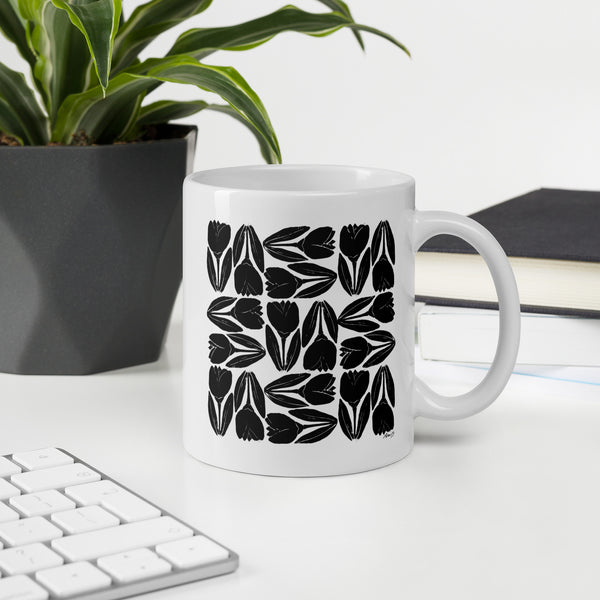Ceramic Coffee Cup | Tulip Tile Print